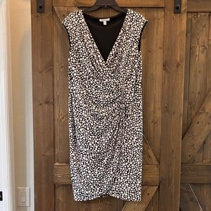 London Times Black and White Dotted Midi Dress